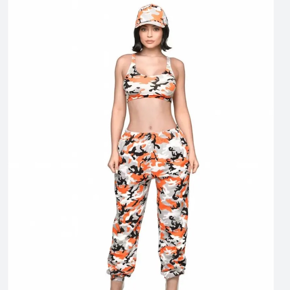 Kylie Jenner Orange Camouflage Sweatpants